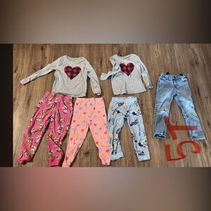 Kids' Clothing Set with Heart and Cartoon Prints